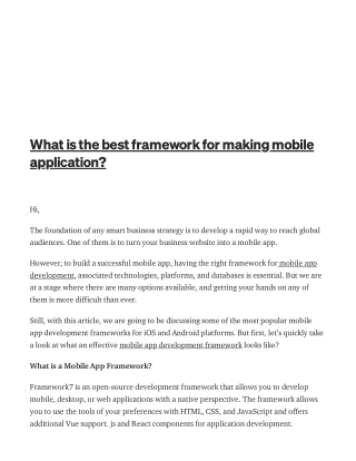 What is the best framework for making mobile application