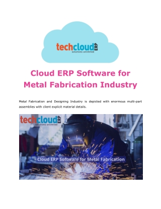 Cloud ERP Software for Metal Fabrication Industry