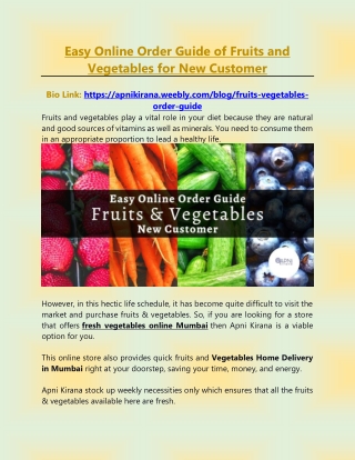 Easy Online Order Guide of Fruits and Vegetables For New Customer