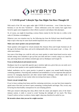 5 ‘COVID-proof’ Lifestyle Tips You Might Not Have Thought Of