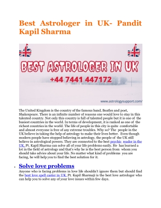 Best Astrologer in UK - Pandit Kapil Sharma - Astrology Support