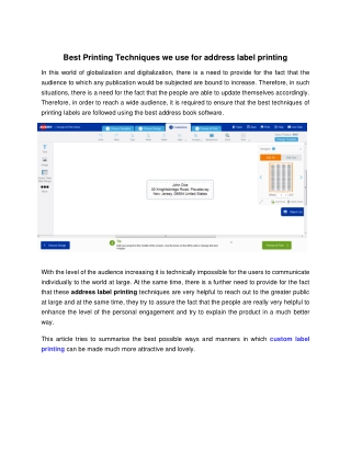 Best Printing Techniques we use for address label printing
