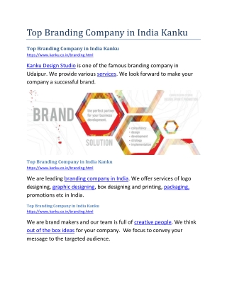 Top Branding Company in India Kanku