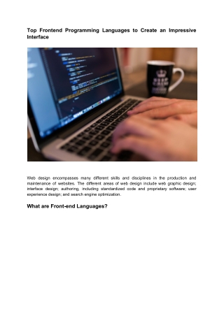 Top Frontend Programming Languages to Create an Impressive Interface