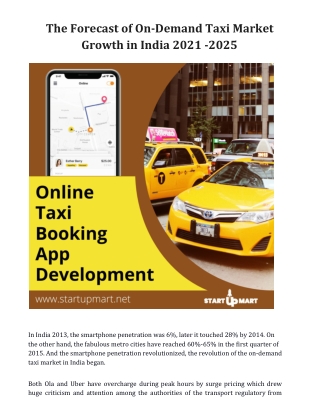 The Forecast of On-Demand Taxi Market Growth in India 2021 -2025
