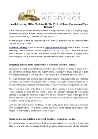 Could A Registry Office Wedding Be The Perfect Choice For You And YourBeloved?