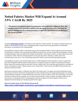 Netted Fabrics Market Will Expand At Around 3.9% CAGR By 2025