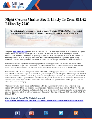 Night Creams Market Size Is Likely To Cross $11.62 Billion By 2025