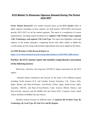 ECG Market Technological Advancements, Growth Opportunity And Forecast 2021-2027