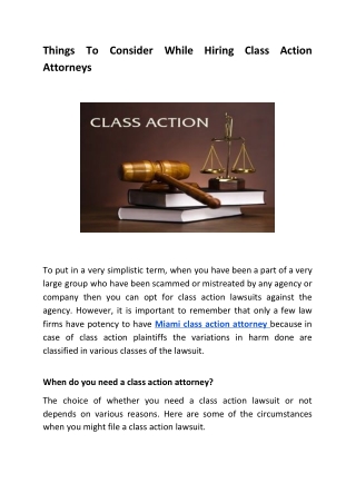 Things To Consider While Hiring Class Action Attorneys