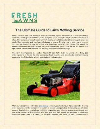 ultimate guide to lawn mowing services