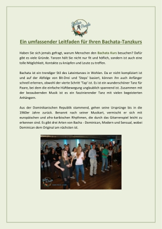 Ein umfassender Leitfaden für Ihren Bachata-Tanzkurs