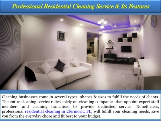 Professional Residential Cleaning Service and Its Features