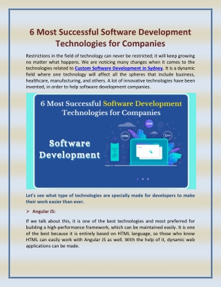 6 Most Successful Software Development Technologies for Companies