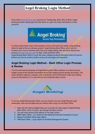 Angel Broking Login Method