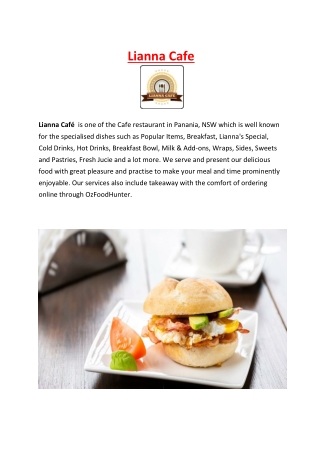 Lianna Café Panania Takeaway Menu, NSW – 5% off