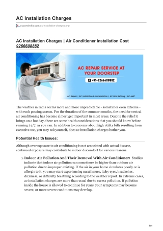 Lowest AC Installation Charges In Delhi-NCR