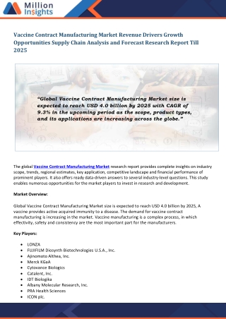 Vaccine Contract Manufacturing Market