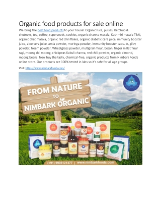 Organic food products for sale online