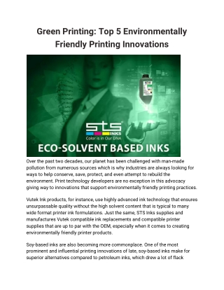 Green Printing: Top 5 Environmentally Friendly Printing Innovations