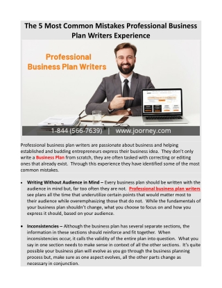 The 5 Most Common Mistakes Professional Business Plan Writers Experience