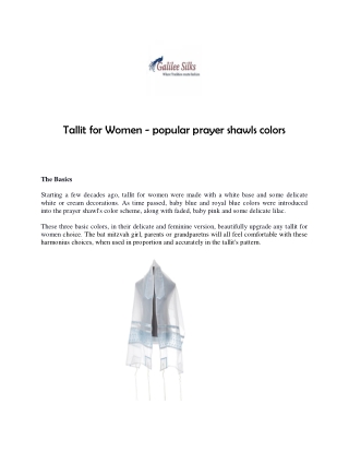 Tallit for Women - popular prayer shawls colors