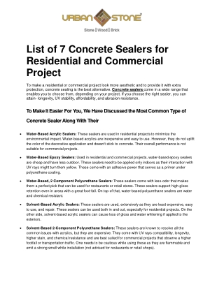 List Of 7 Concrete Sealers For Residential And Commercial Project