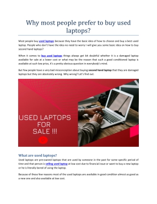 Why most people prefer to buy used laptops?