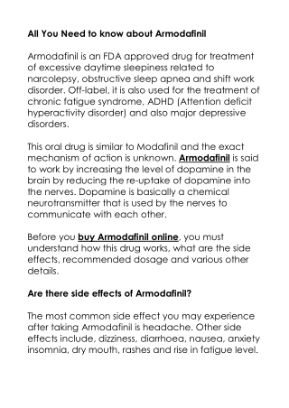 All you need to know about Armodafinil