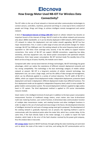 How Energy Meter Used NB-IOT For Wireless Data Connectivity