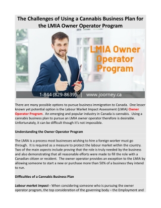 The Challenges of Using a Cannabis Business Plan for the LMIA Owner Operator Program