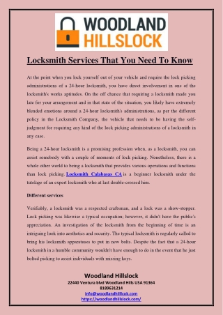 Locksmith Services That You Need To Know