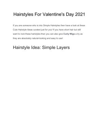 Hairstyles For Valentine's Day 2021