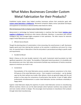 What Makes Businesses Consider Custom Metal Fabrication for their Products?