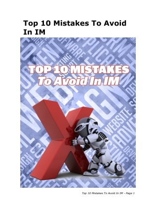 Top 10 Mistakes To Avoid In Internet Marketing