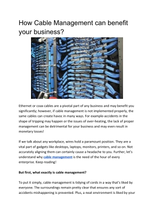 How Cable Management Can Benefit Your Business?