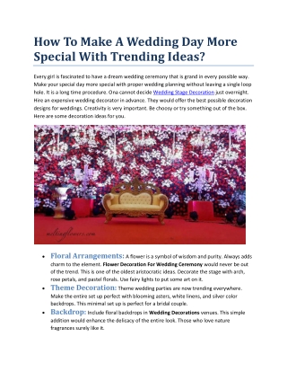 How To Make A Wedding Day More Special With Trending Ideas?
