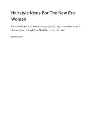 Hairstyle Ideas For The New Era Woman