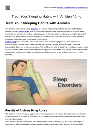 Treat Your Sleeping Habits with Ambien 10mg
