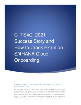 C_TS4C_2021 Success Story and How to Crack Exam on S/4HANA Cloud Onboarding
