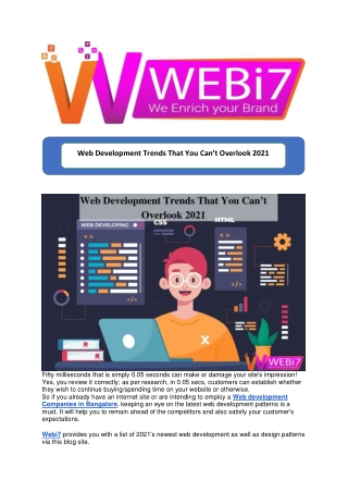 Web Development Trends That You Can’t Overlook 2021