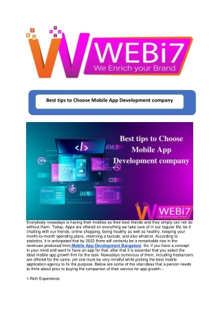 Best tips to Choose Mobile App Development company