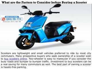 What are the Factors to Consider before Buying a Scooter