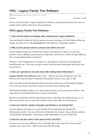 FAQ – Legacy Family Tree Software