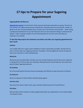 17 tips to Prepare for your Sugaring Appointment