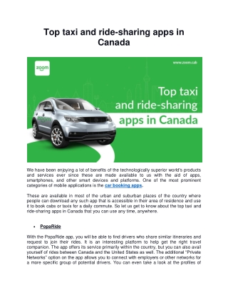 Top taxi and ride-sharing apps in Canada