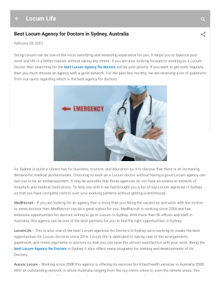Best Locum Agency for Doctors in Sydney, Australia