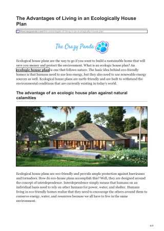 ecologic house plans