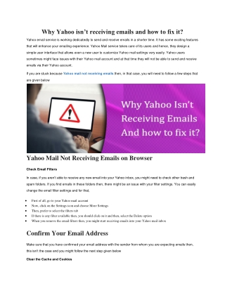 Why Yahoo isn’t receiving emails and how to fix it?