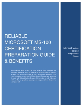 [2021] Reliable Microsoft MS-100 Certification Preparation Guide & Benefits